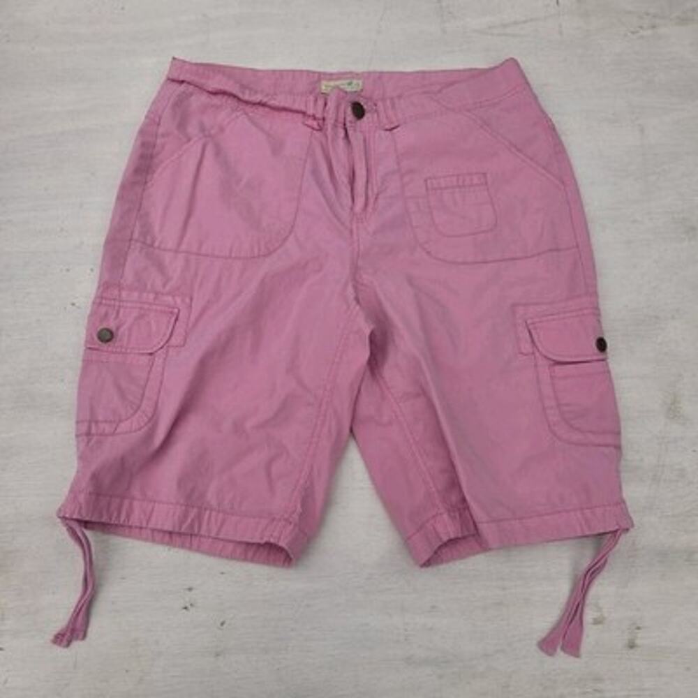 Caribbean Joe Cargo Shorts Women Size 12 Pink Cotton Stretch